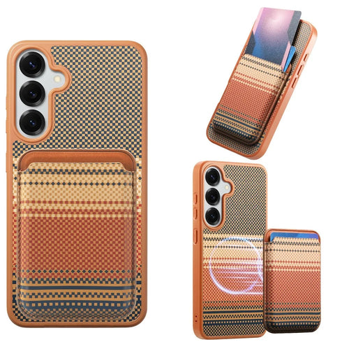 For Samsung Galaxy S25 / S24 Magnetic Case Detachable Card Holder PU Leather + PC + TPU Shockproof Cover - Brown - 1