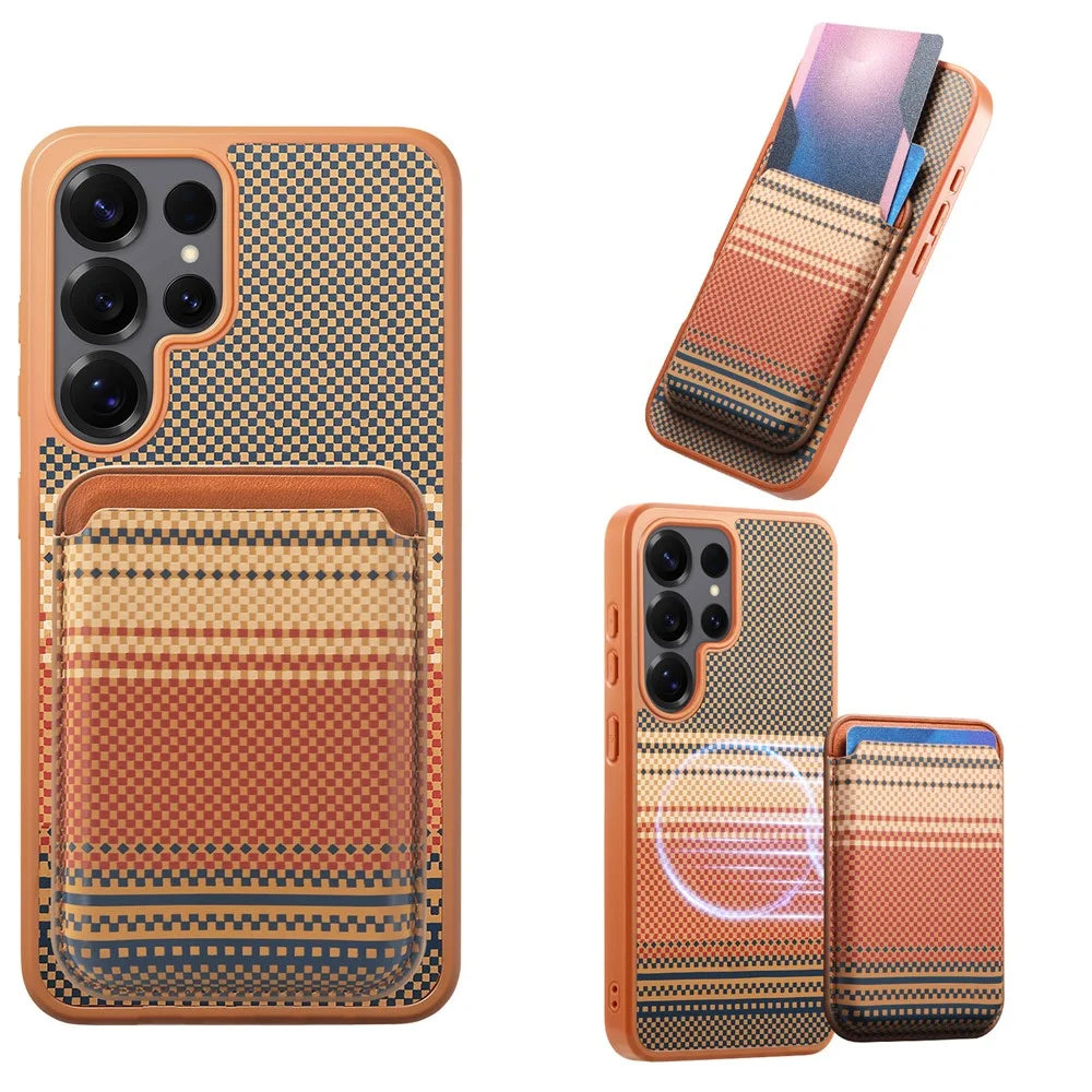 For Samsung Galaxy S25 Ultra Magnetic Case Detachable Card Holder PU Leather + PC + TPU Shockproof Cover - Brown - 1