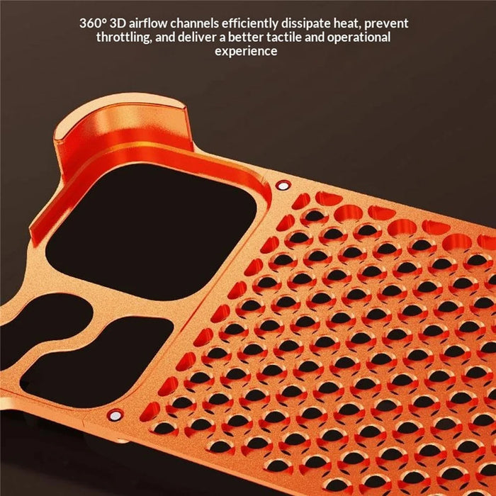 For iPhone 17 Pro Max Metal Case Perforated Heat Dissipation Shockproof Aluminum Alloy Frameless Phone Cover - Orange - 5