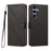 For Samsung Galaxy S24 / Galaxy S25 Case Diamond Stitch PU Leather Wallet Flip Phone Cover with Wrist Strap - Black - 1