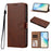 For Samsung Galaxy S26 Case Wallet Flip Stand PU Leather Phone Cover with Wrist Strap - Brown - 4