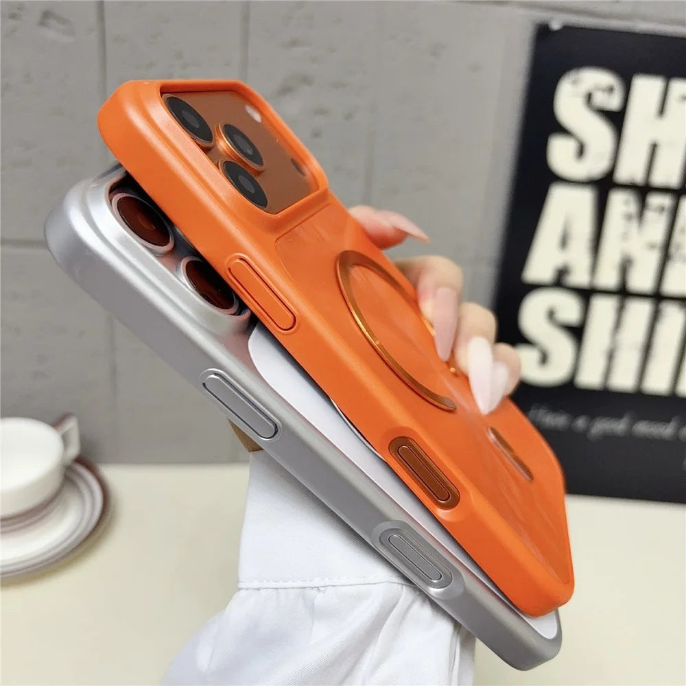 For iPhone 17 Pro Max Magnetic Case Aurora CD Pattern PC + TPU Scratch-Resistant Back Cover - Red - 3