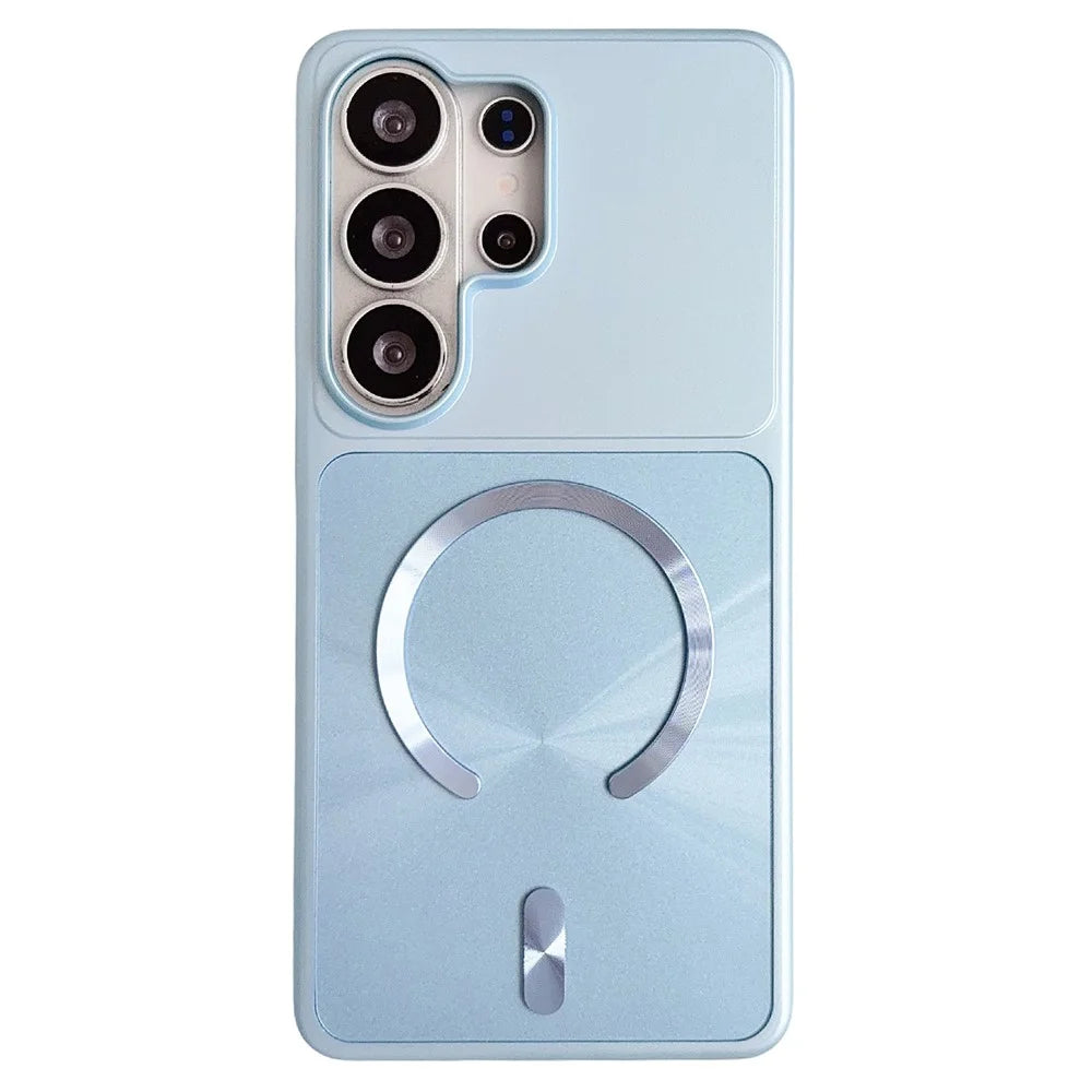 For Samsung Galaxy S26 Ultra Magnetic Case Aurora CD Pattern PC + TPU Scratch-Resistant Back Cover - Blue - 1