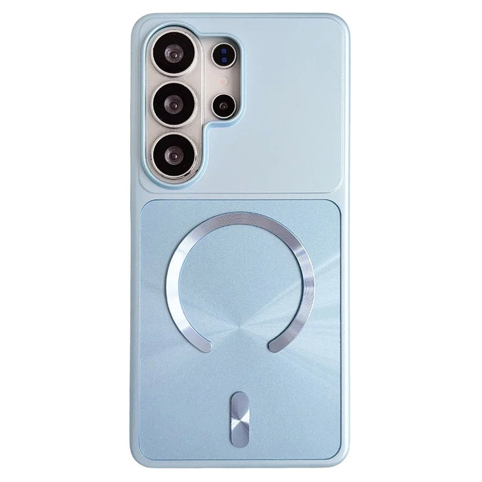 For Samsung Galaxy S26 Ultra Magnetic Case Aurora CD Pattern PC + TPU Scratch-Resistant Back Cover - Blue - 1