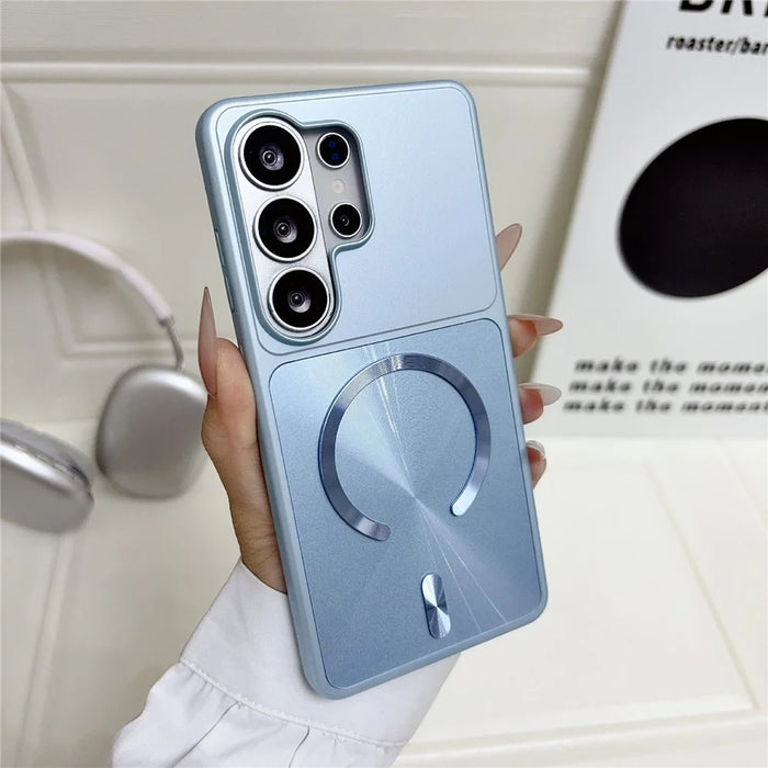 For Samsung Galaxy S26 Ultra Magnetic Case Aurora CD Pattern PC + TPU Scratch-Resistant Back Cover - Blue - 2