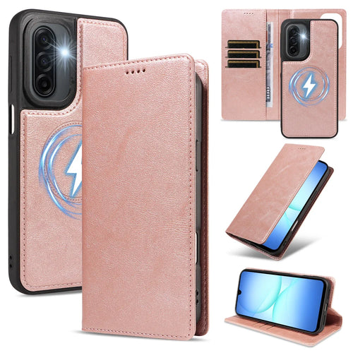 For Samsung Galaxy A17 4G / Galaxy F17 5G / Galaxy M17 5G / Galaxy A17 5G Magnetic Case Detachable 2 in 1 Leather Wallet Phone Cover - Rose Gold - 1