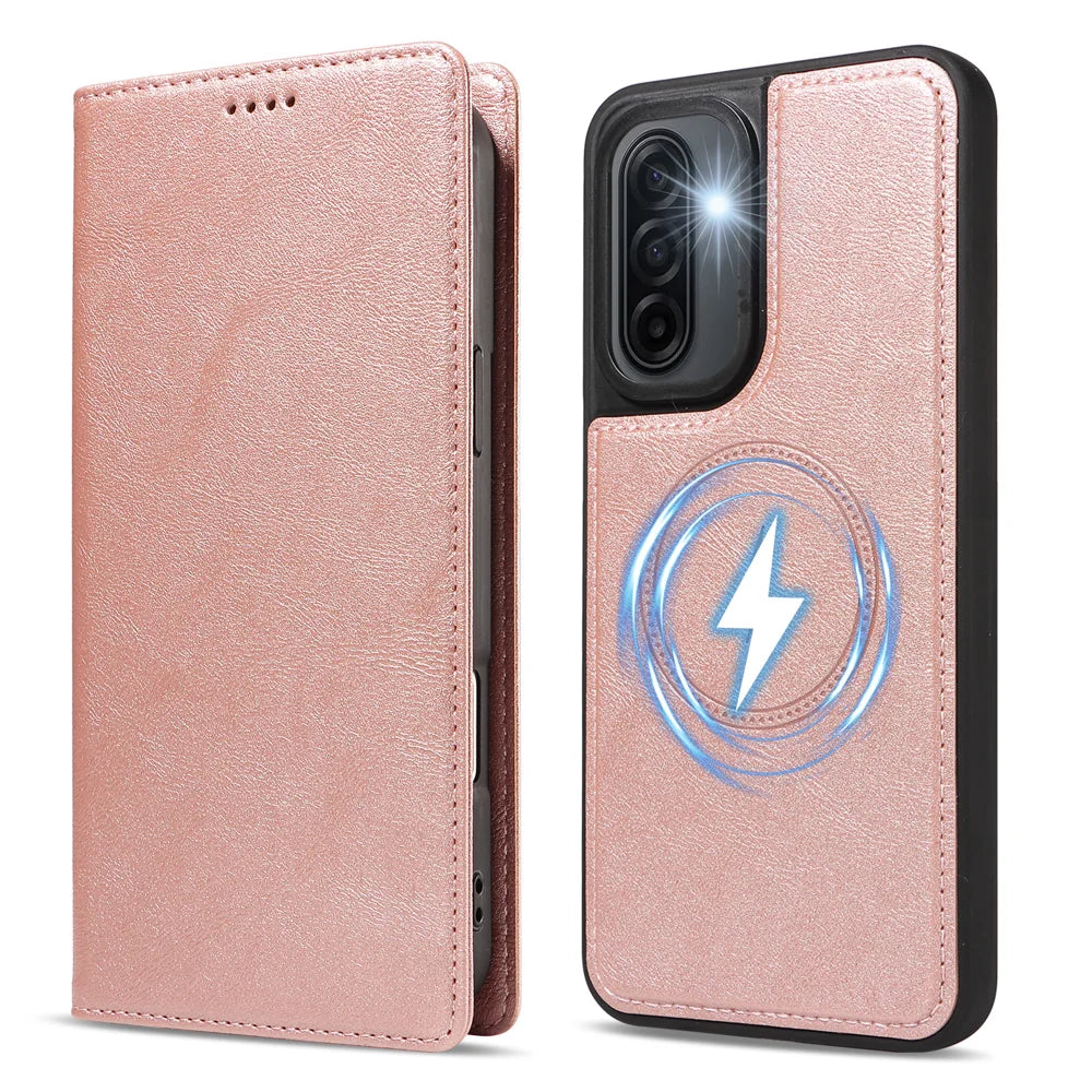 For Samsung Galaxy A17 4G / Galaxy F17 5G / Galaxy M17 5G / Galaxy A17 5G Magnetic Case Detachable 2 in 1 Leather Wallet Phone Cover - Rose Gold - 5