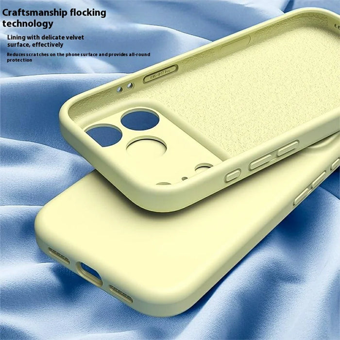 For iPhone 18 Pro Max / 17 Pro Max Case Precision Fit PC + Liquid Silicone Protective Phone Cover with Microfiber Lining - Yellow - 3