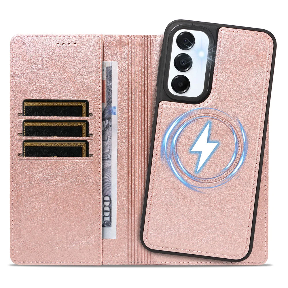 For Samsung Galaxy A16 5G / Galaxy M16 5G / Galaxy F16 5G / Galaxy A16 4G Magnetic Case Detachable 2 in 1 Leather Wallet Phone Cover - Rose Gold - 2