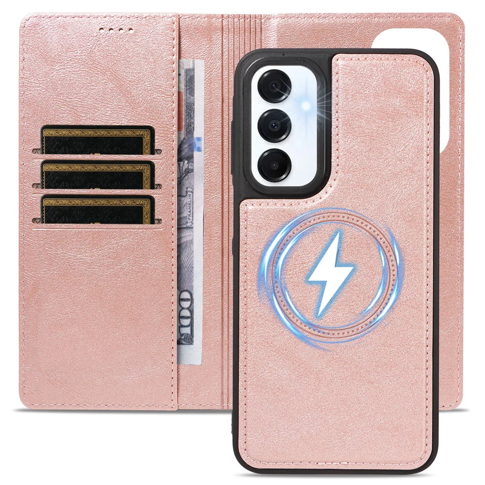 For Samsung Galaxy A16 5G / Galaxy M16 5G / Galaxy F16 5G / Galaxy A16 4G Magnetic Case Detachable 2 in 1 Leather Wallet Phone Cover - Rose Gold - 4
