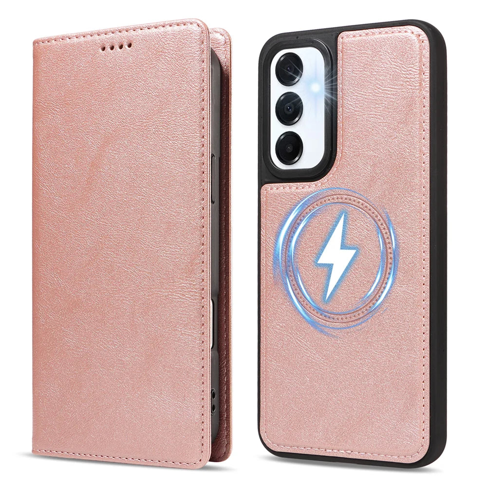 For Samsung Galaxy A16 5G / Galaxy M16 5G / Galaxy F16 5G / Galaxy A16 4G Magnetic Case Detachable 2 in 1 Leather Wallet Phone Cover - Rose Gold - 5