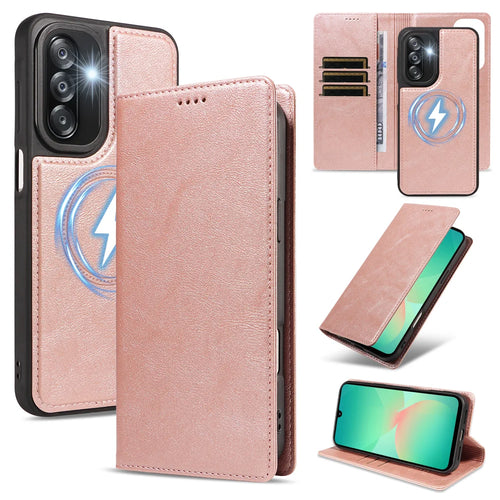 For Samsung Galaxy A26 5G Magnetic Case Detachable 2 in 1 Leather Wallet Phone Cover - Rose Gold - 1