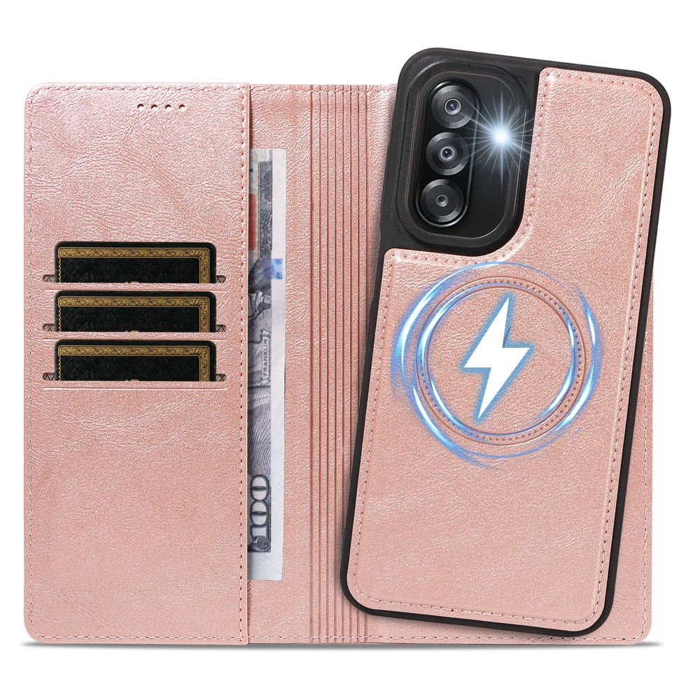 For Samsung Galaxy A26 5G Magnetic Case Detachable 2 in 1 Leather Wallet Phone Cover - Rose Gold - 2