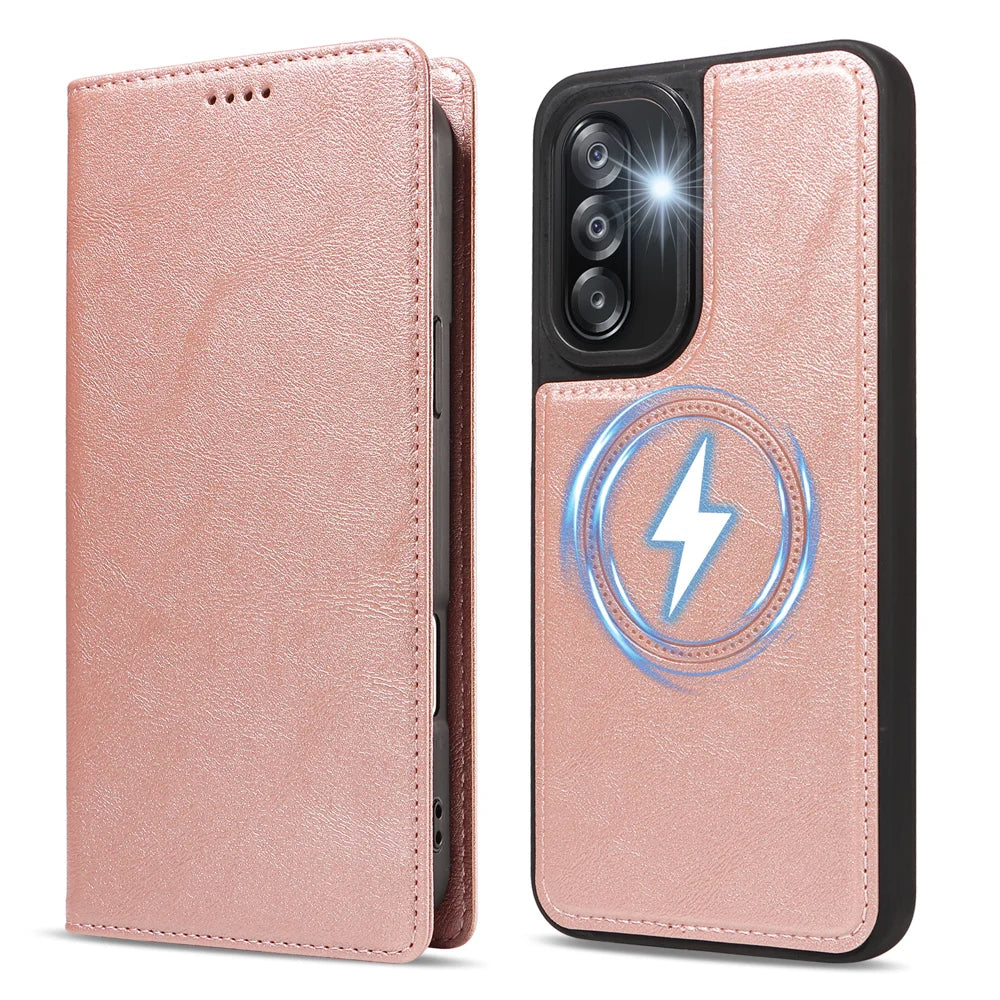 For Samsung Galaxy A26 5G Magnetic Case Detachable 2 in 1 Leather Wallet Phone Cover - Rose Gold - 5