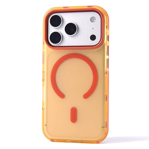 For iPhone 17 Pro Max Magnetic Case PC + TPU Contrast Color Anti-Slip Phone Cover - Orange - 1
