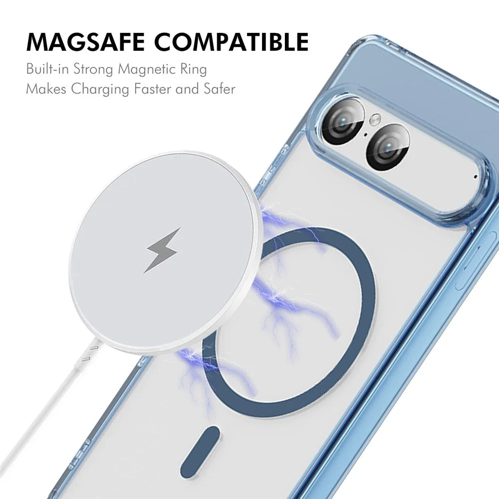 ENKAY HAT PRINCE for Sony Xperia 10 VII Magnetic Case Crystal Clear TPU Phone Cover with High Aluminium-silicon Glass Screen Protector - Blue - 2