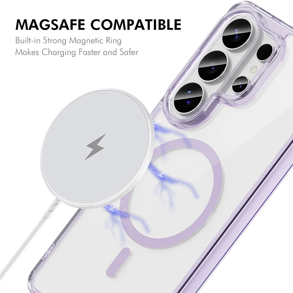 ENKAY HAT PRINCE for Samsung Galaxy S26 Ultra Magnetic Case Clear TPU Phone Cover with High Aluminium-silicon Glass Screen Protector (Fingerprint Unlock) - Purple - 2