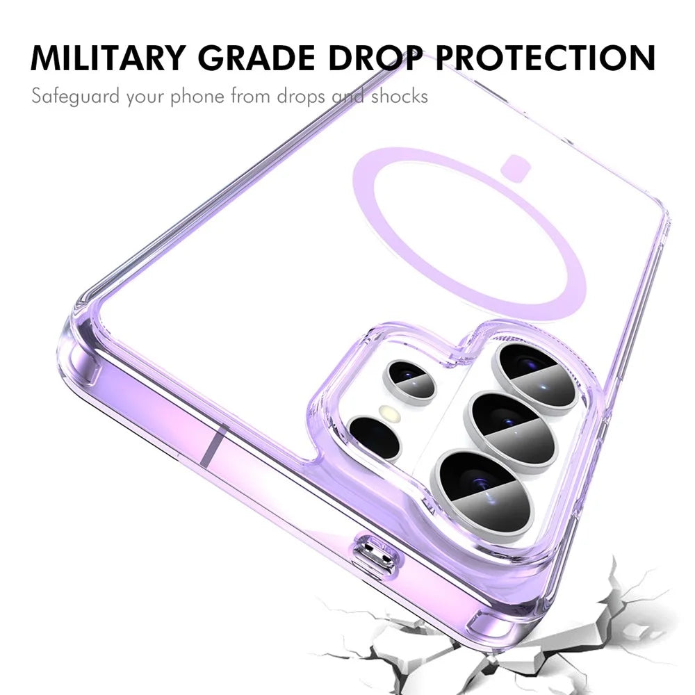ENKAY HAT PRINCE for Samsung Galaxy S26 Ultra Magnetic Case Clear TPU Phone Cover with High Aluminium-silicon Glass Screen Protector (Fingerprint Unlock) - Purple - 3
