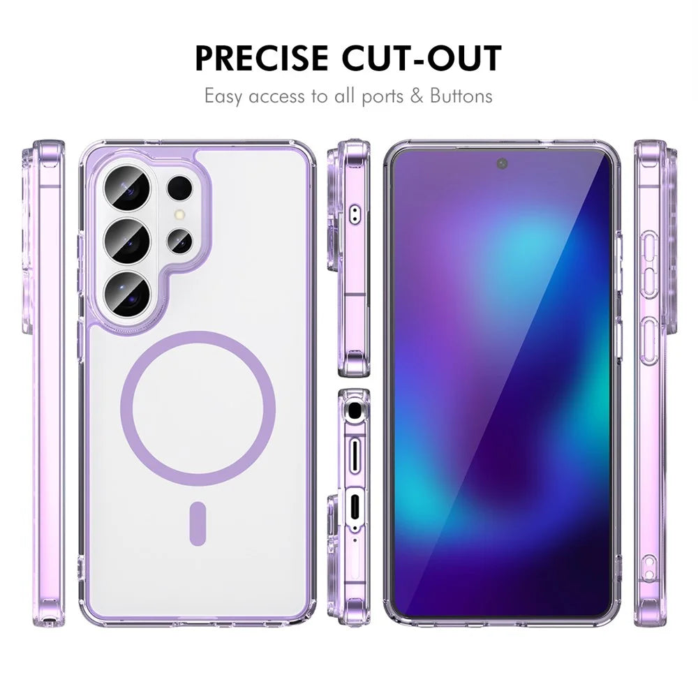 ENKAY HAT PRINCE for Samsung Galaxy S26 Ultra Magnetic Case Clear TPU Phone Cover with High Aluminium-silicon Glass Screen Protector (Fingerprint Unlock) - Purple - 4