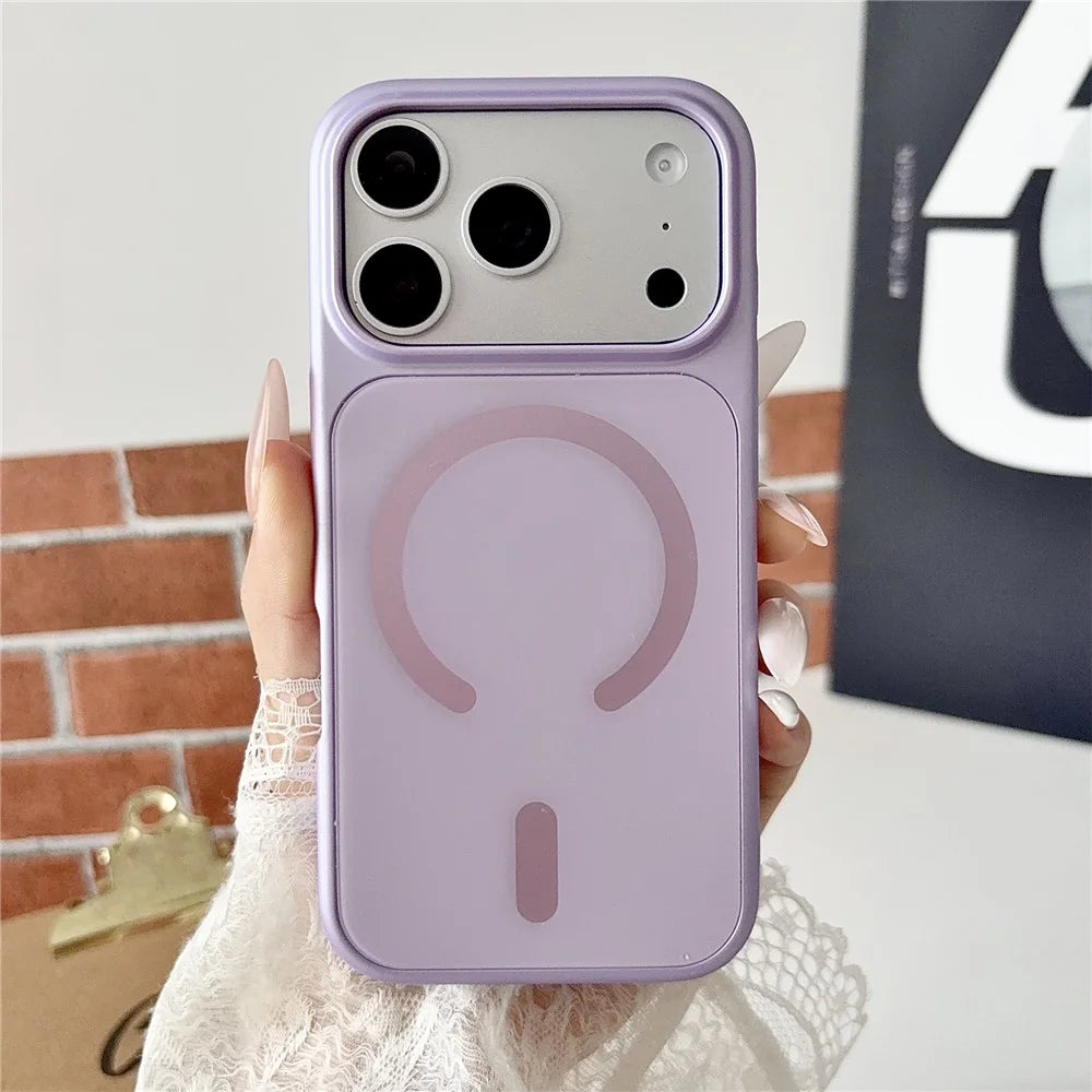 For iPhone 17 Pro Magnetic Case Skin-Feel Metallic Finish PU Leather Coated PC + TPU Phone Back Cover - Purple - 2