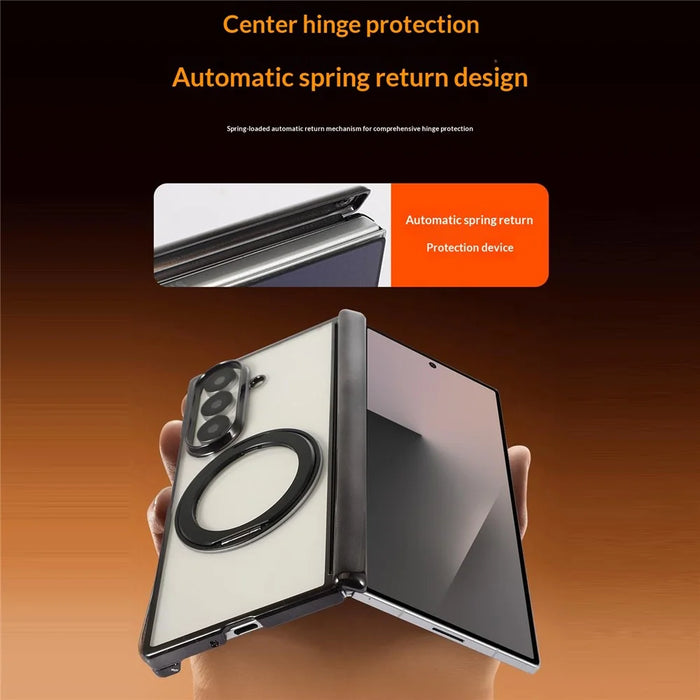 For Samsung Galaxy Z Fold8 Ultra Case Magnetic Rotating Kickstand Clear PC Phone Cover - Black - 4