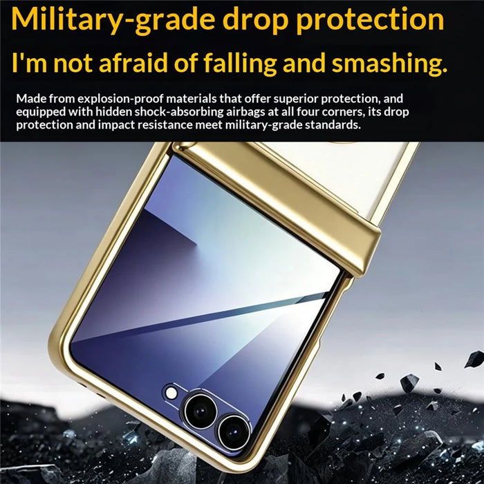 For Samsung Galaxy Z Flip8 Magnetic Case Electroplating CD Vein PC Phone Cover - Gold - 4