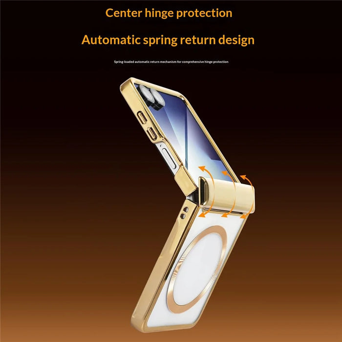 For Samsung Galaxy Z Flip8 Magnetic Case Electroplating CD Vein PC Phone Cover - Gold - 5