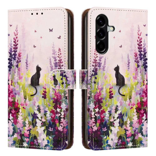 For Samsung Galaxy A18 5G  /  A26 5G  /  A17 5G  /  A17 4G  /  A16 5G  /  A16 4G Case Pattern Printed Wallet Flip Stand PU Leather Phone Cover with Wrist Strap - Colorful Cat - 1