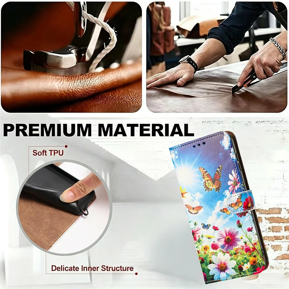 For Samsung Galaxy A27 5G Case Pattern Printed Wallet Flip Stand PU Leather Phone Cover with Wrist Strap - Colorful Butterfly - 6