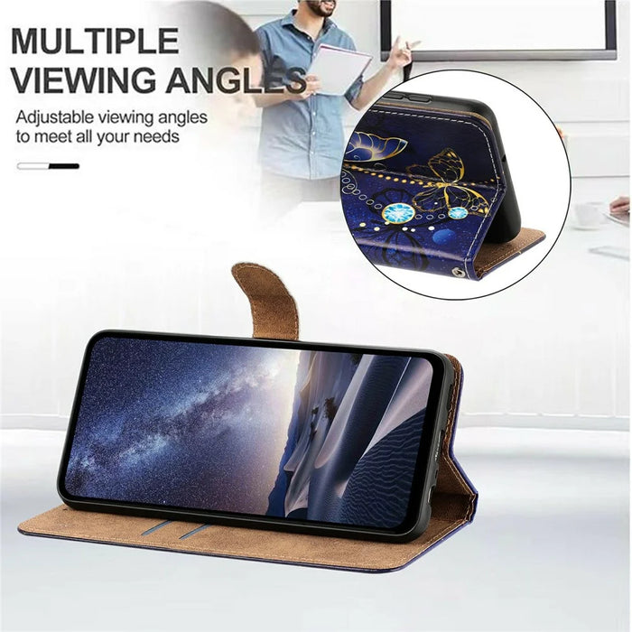 For Samsung Galaxy A37 5G Case Pattern Printed Wallet Flip Stand PU Leather Phone Cover with Wrist Strap - Big Butterfly - 5