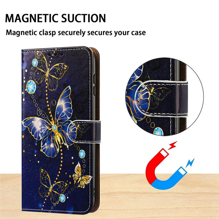 For Samsung Galaxy A37 5G Case Pattern Printed Wallet Flip Stand PU Leather Phone Cover with Wrist Strap - Big Butterfly - 7