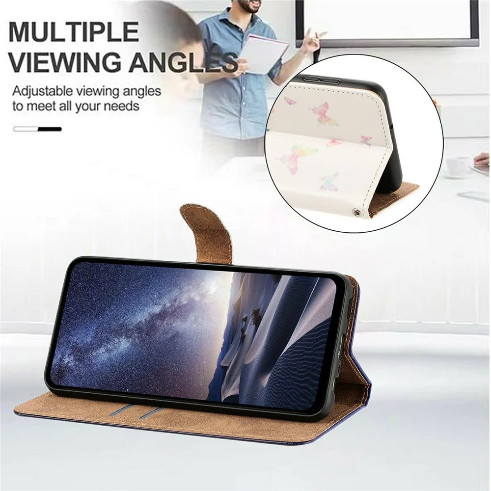For Google Pixel 9 Pro XL  /  Pixel 10 Pro XL  /  Pixel 11 Pro XL Case Pattern Printed Wallet Flip Stand PU Leather Phone Cover with Wrist Strap - Floral Butterfly - 5