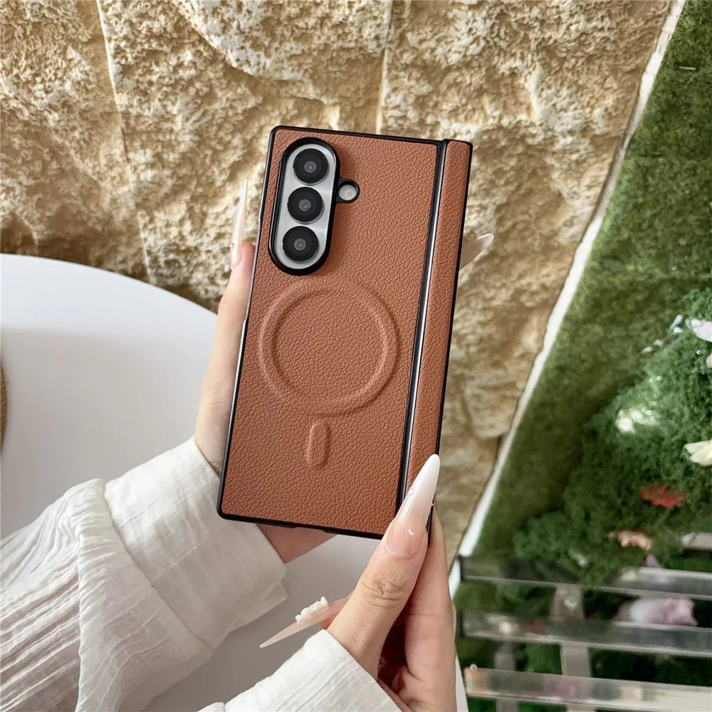 For Samsung Galaxy Z Fold8 Ultra Magnetic Case Lychee Grain Leather + PC Hinge Protection Phone Cover - Green - 7
