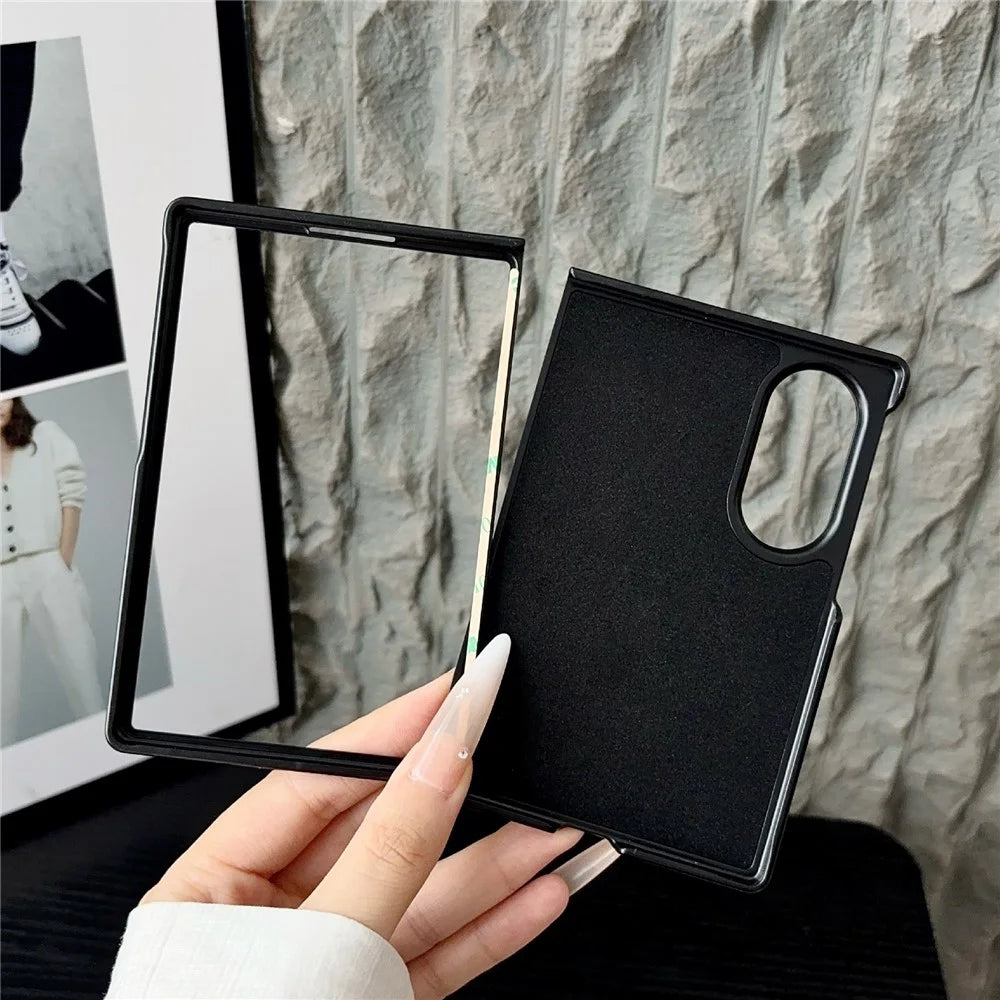 For Samsung Galaxy Z Fold8 Magnetic Case Carbon Fiber Texture PU Leather + PC Folding Phone Cover - Black - 2