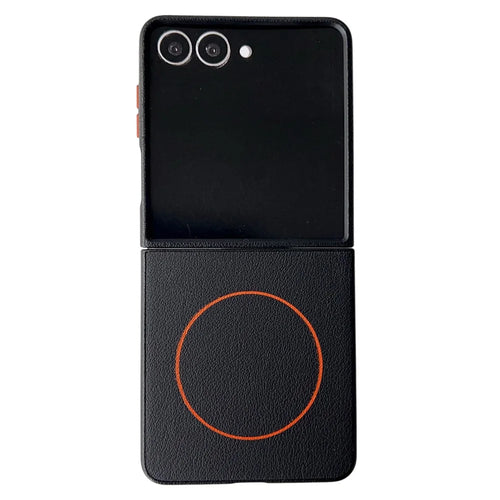 For Samsung Galaxy Z Flip8 Magnetic Case Leather + PC Phone Cover - Black - 1