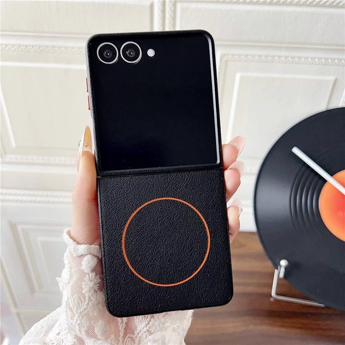 For Samsung Galaxy Z Flip8 Magnetic Case Leather + PC Phone Cover - Black - 2