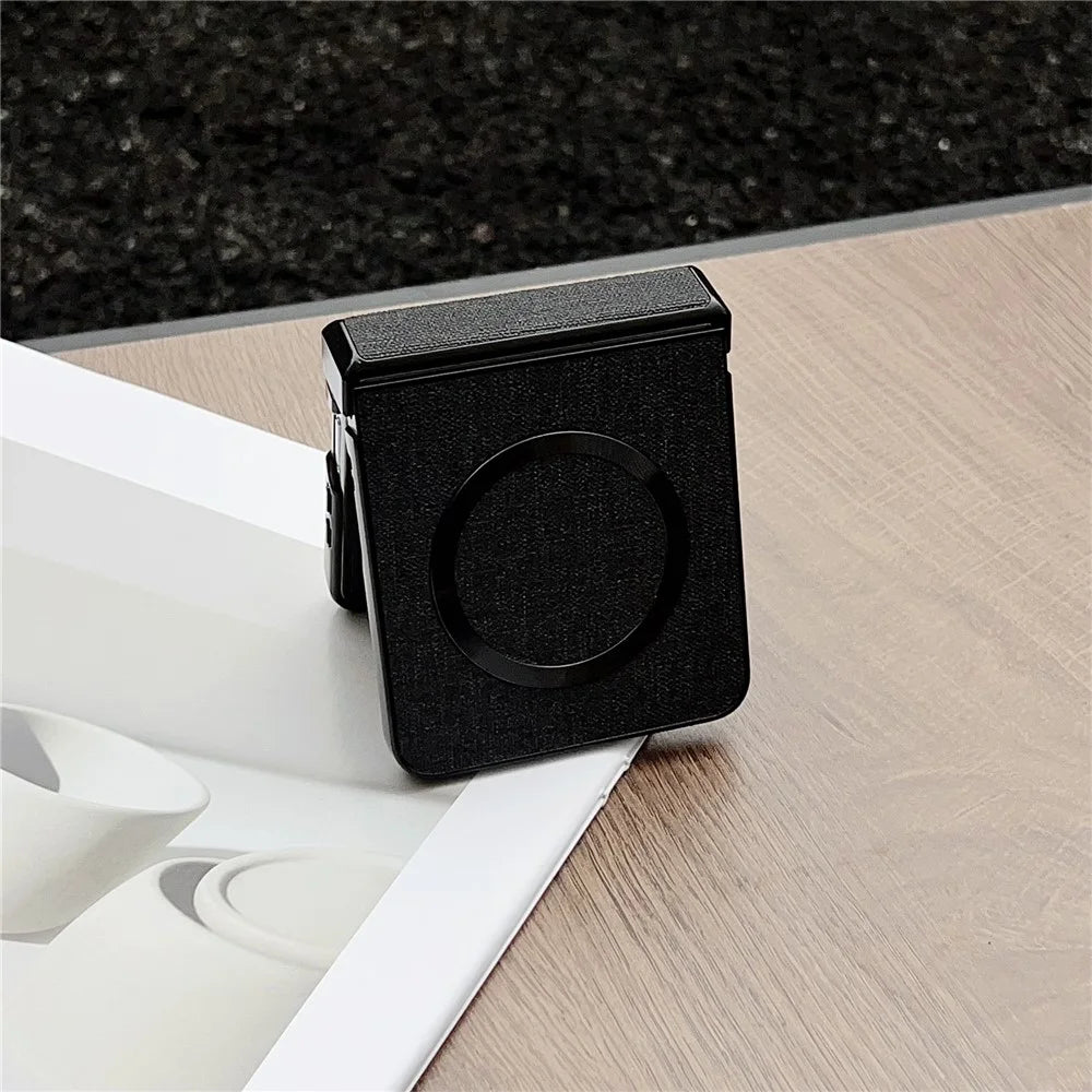 For Samsung Galaxy Z Flip8 Magnetic Case Leather + PC Phone Cover with Rear Screen Film and Hinge - Green - 5