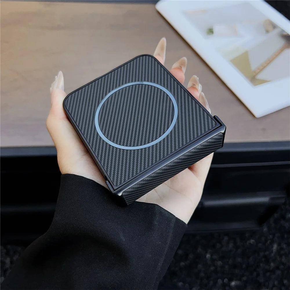 For Samsung Galaxy Z Flip8 Magnetic Case Carbon Fiber Texture Folding Phone Cover - Black - 3