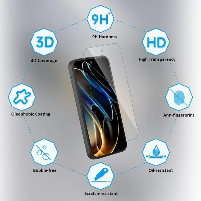 2Pcs For Google Pixel 11 Pro XL HD Clear Screen Protector Anti-Explosion 2.5D Arc Edge Tempered Glass Screen Film - 6