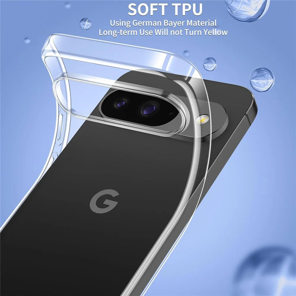 For Google Pixel 11  /  Pixel 11 Pro Case TPU Clear Phone Cover + 2PCS Tempered Glass Screen Film 2.5D Arc Edge - 3