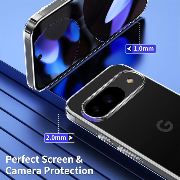 For Google Pixel 11  /  Pixel 11 Pro Case TPU Clear Phone Cover + 2PCS Tempered Glass Screen Film 2.5D Arc Edge - 4