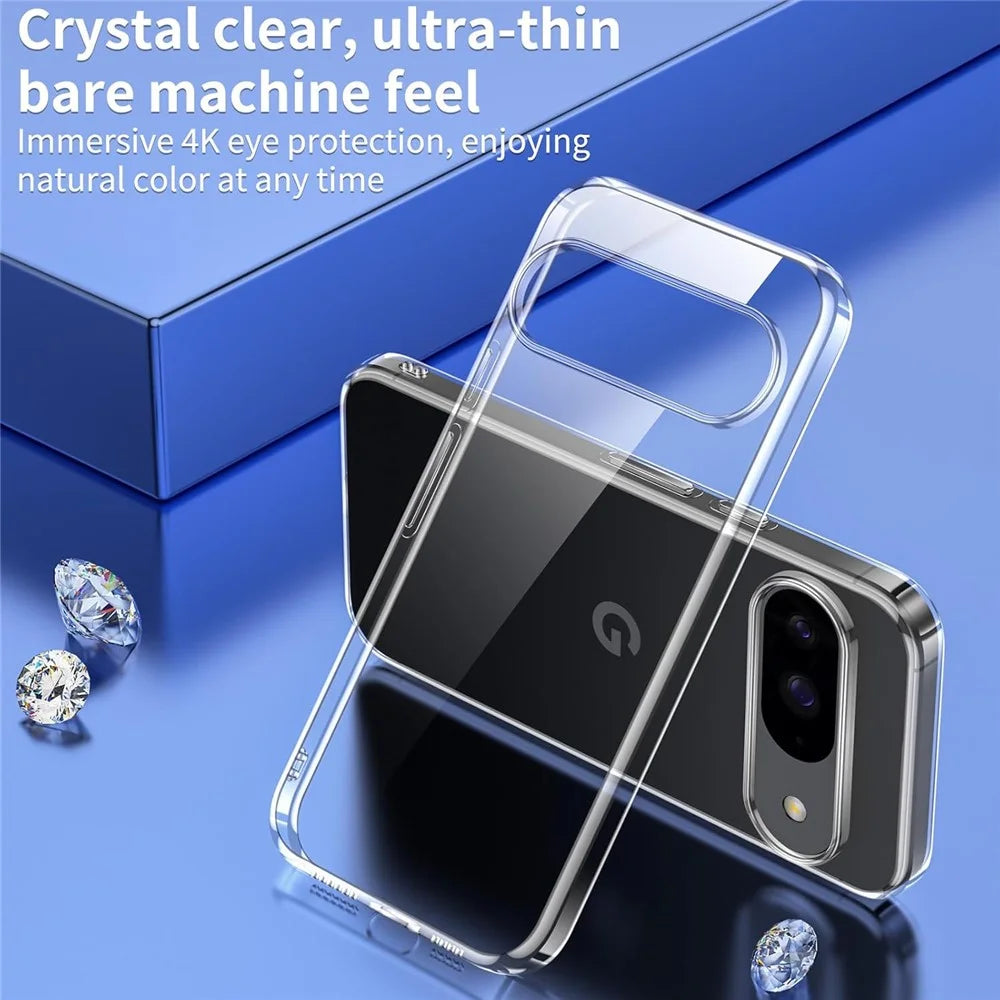 For Google Pixel 11 Pro XL Case TPU Clear Phone Cover + 2PCS Tempered Glass Screen Film 2.5D Arc Edge - 2
