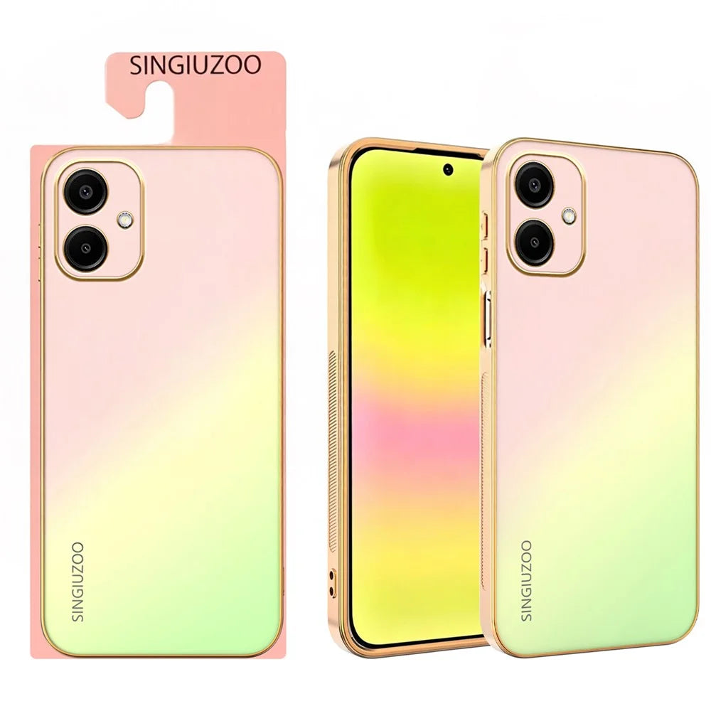 SINGIUZOO For Samsung Galaxy A06 4G Case Electroplated AG Matte Gradient Color PC + TPU Phone Cover - Pink - 1