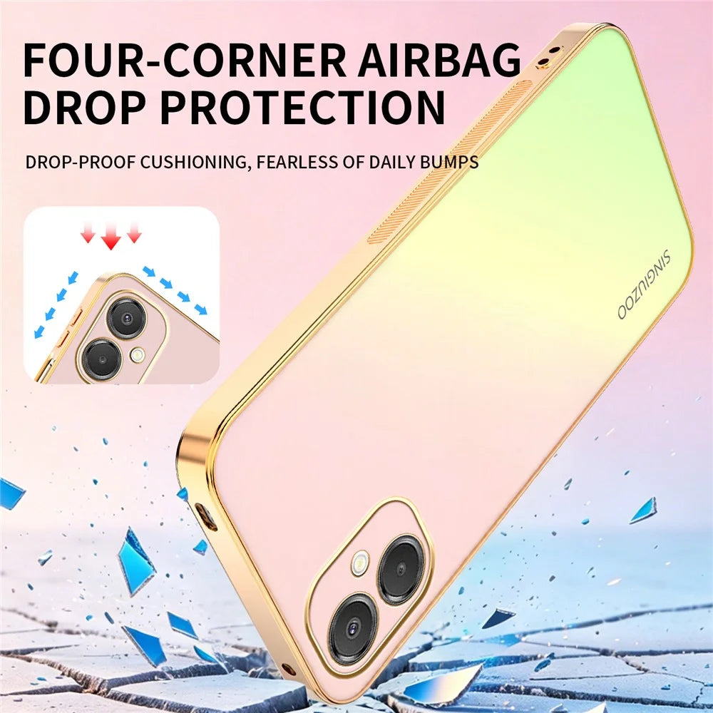 SINGIUZOO For Samsung Galaxy A06 5G  /  F06 5G  /  M05 4G  /  M06 5G Case Electroplated AG Matte Gradient Color PC + TPU Phone Cover - Pink - 3