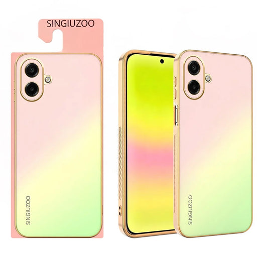 SINGIUZOO For Samsung Galaxy A07 5G  /  A07 4G  /  A08 5G  /  A08 4G  /  M07 4G Case Electroplated AG Matte Gradient Color PC + TPU Phone Cover - Pink - 1