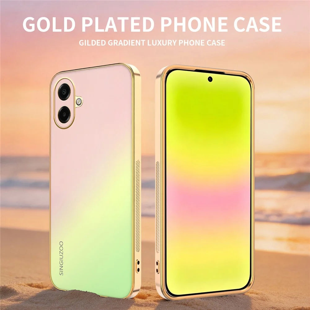 SINGIUZOO For Samsung Galaxy A07 5G  /  A07 4G  /  A08 5G  /  A08 4G  /  M07 4G Case Electroplated AG Matte Gradient Color PC + TPU Phone Cover - Pink - 2