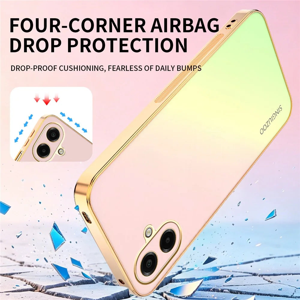 SINGIUZOO For Samsung Galaxy A07 5G  /  A07 4G  /  A08 5G  /  A08 4G  /  M07 4G Case Electroplated AG Matte Gradient Color PC + TPU Phone Cover - Pink - 3
