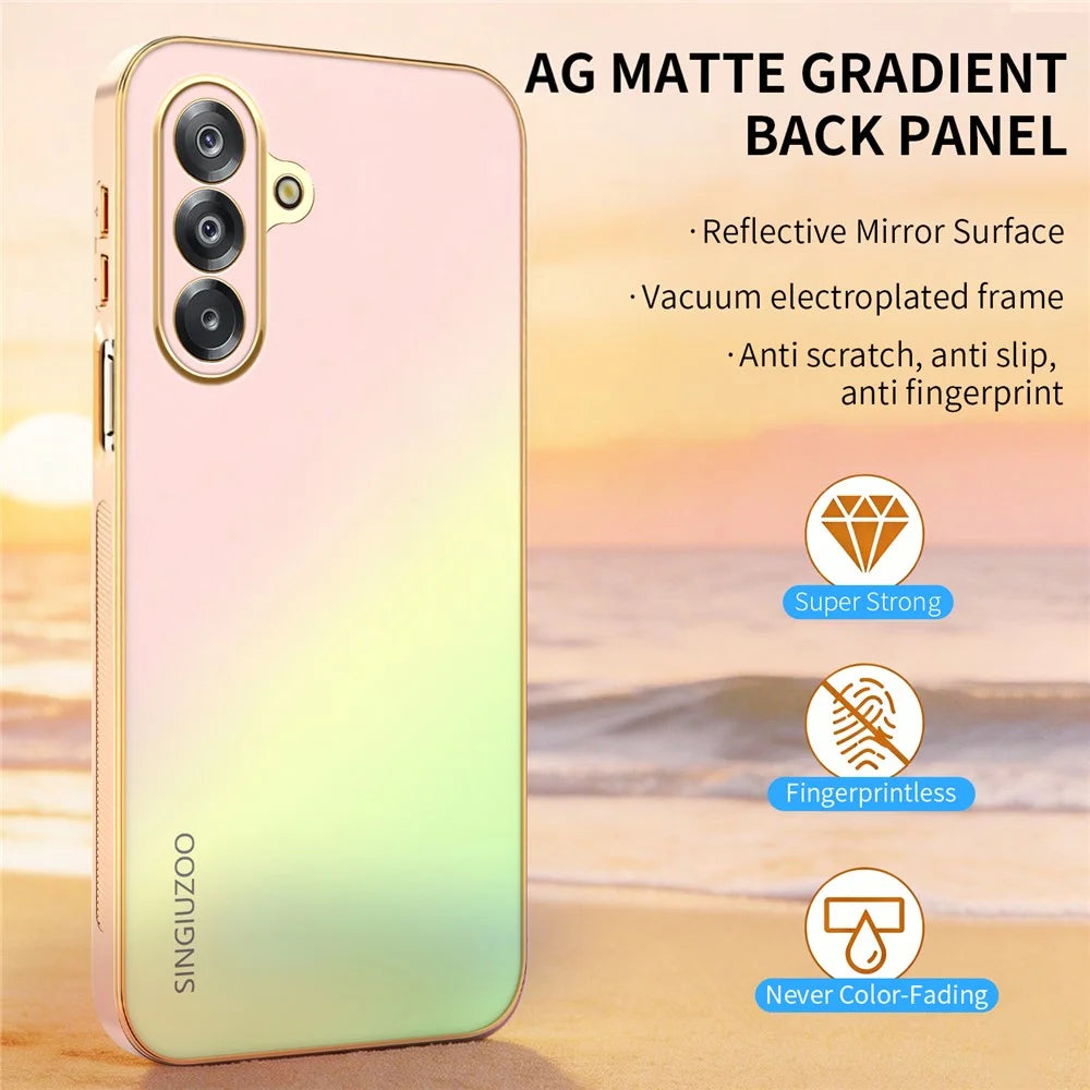 SINGIUZOO For Samsung Galaxy A26 5G Case Electroplated AG Matte Gradient Color PC + TPU Phone Cover - Pink - 5