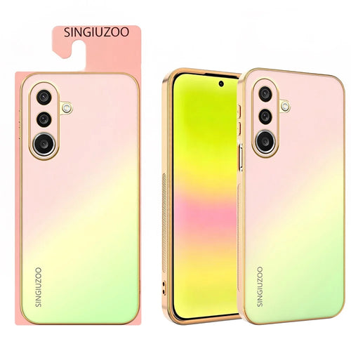 SINGIUZOO For Samsung Galaxy A27 5G Case Electroplated AG Matte Gradient Color PC + TPU Phone Cover - Pink - 1