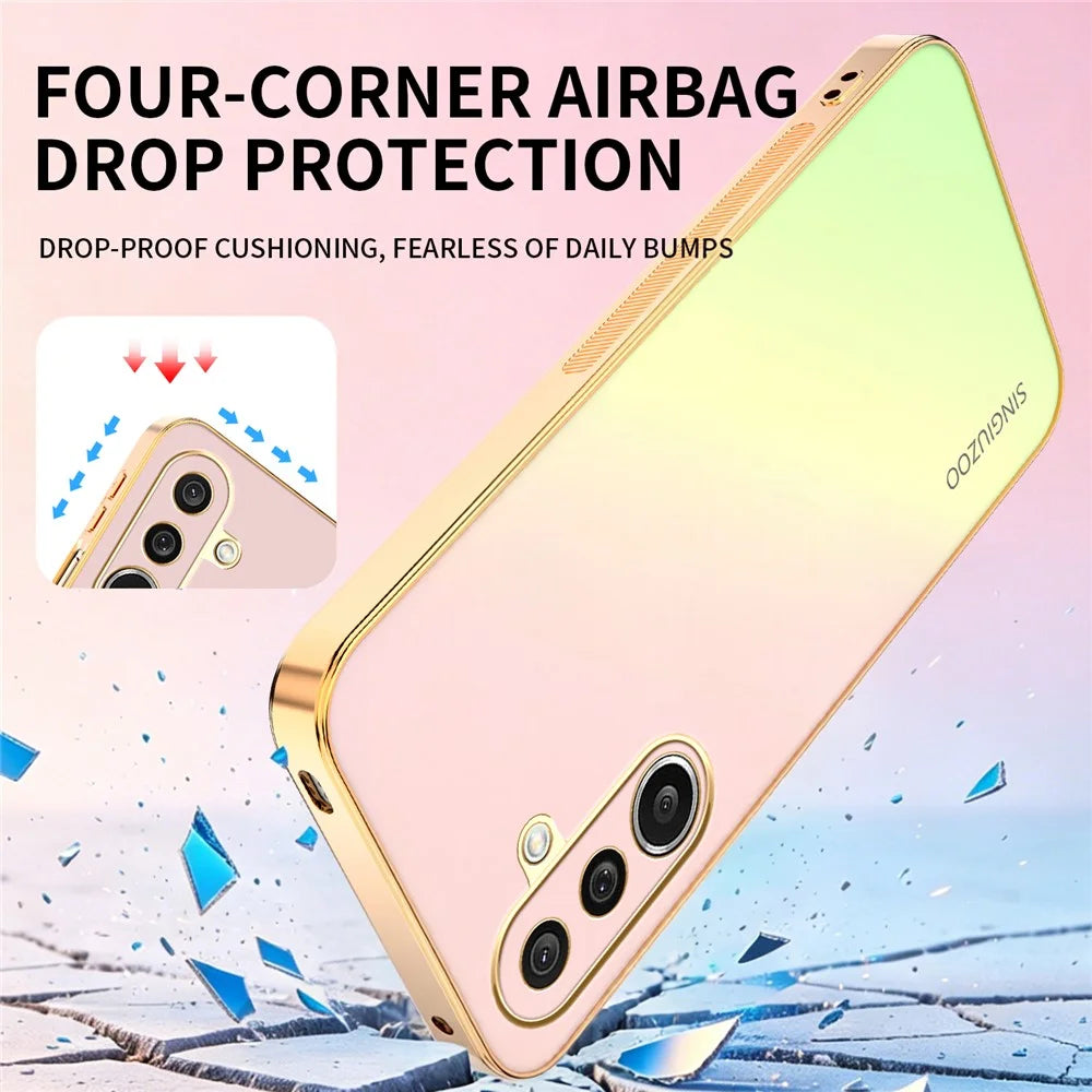 SINGIUZOO For Samsung Galaxy A27 5G Case Electroplated AG Matte Gradient Color PC + TPU Phone Cover - Pink - 3
